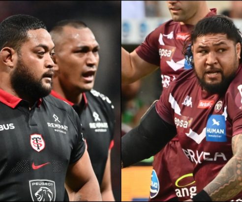 Rodrigue Neti (Toulouse) et Ben Tameifuna (UBB)